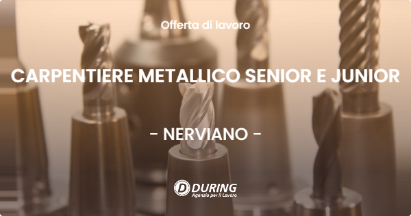 OFFERTA LAVORO - CARPENTIERE METALLICO SENIOR E JUNIOR - NERVIANO