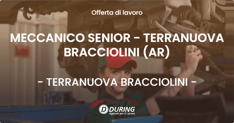 OFFERTA LAVORO - MECCANICO SENIOR - TERRANUOVA BRACCIOLINI (AR) - TERRANUOVA BRACCIOLINI