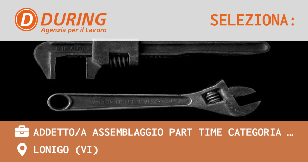 OFFERTA LAVORO - ADDETTOA ASSEMBLAGGIO PART TIME CATEGORIA PROTETTA L.6899 - LONIGO (VI)