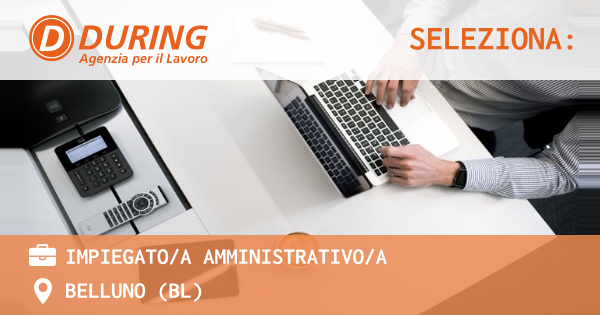 OFFERTA LAVORO - IMPIEGATOA AMMINISTRATIVOA - BELLUNO (BL)