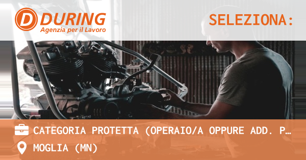 OFFERTA LAVORO - CATEGORIA PROTETTA (OPERAIOA OPPURE ADD. PULIZIE) - MOGLIA (MN)