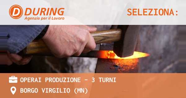 OFFERTA LAVORO - OPERAI PRODUZIONE - 3 TURNI - BORGO VIRGILIO (MN)