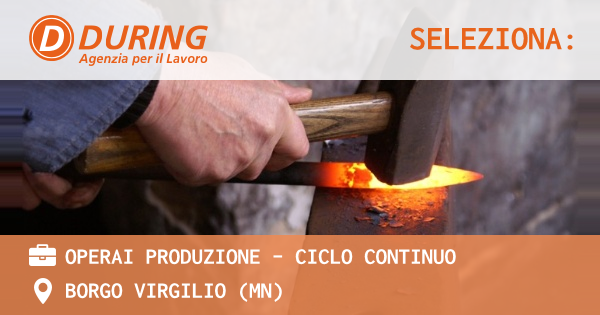 OFFERTA LAVORO - OPERAI PRODUZIONE - CICLO CONTINUO - BORGO VIRGILIO (MN)
