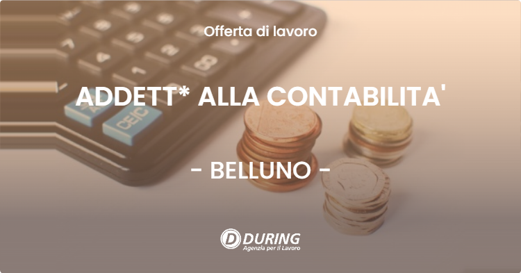 OFFERTA LAVORO - ADDETT* ALLA CONTABILITA' - BELLUNO