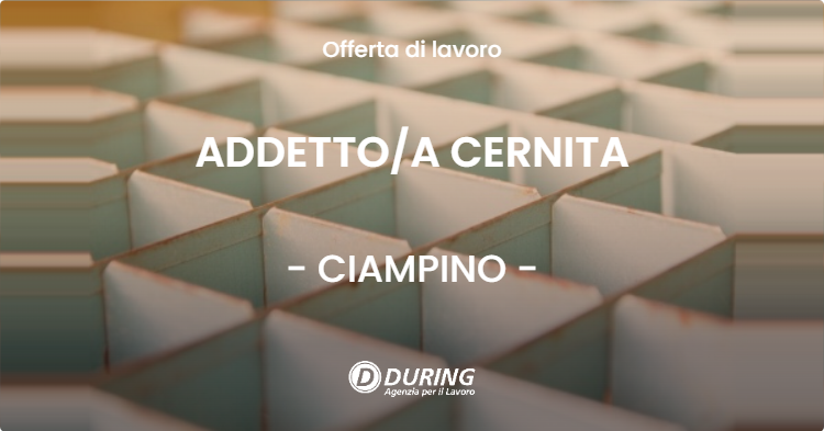 OFFERTA LAVORO - ADDETTOA CERNITA - CIAMPINO