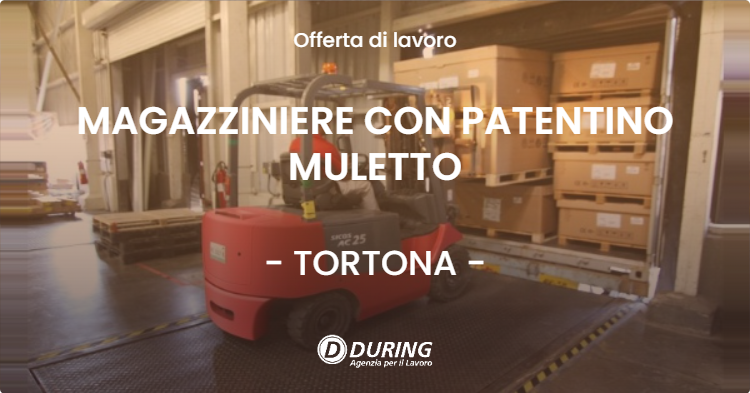 OFFERTA LAVORO - MAGAZZINIERE CON PATENTINO MULETTO - TORTONA