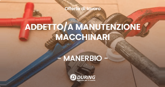 OFFERTA LAVORO - ADDETTOA MANUTENZIONE MACCHINARI - MANERBIO