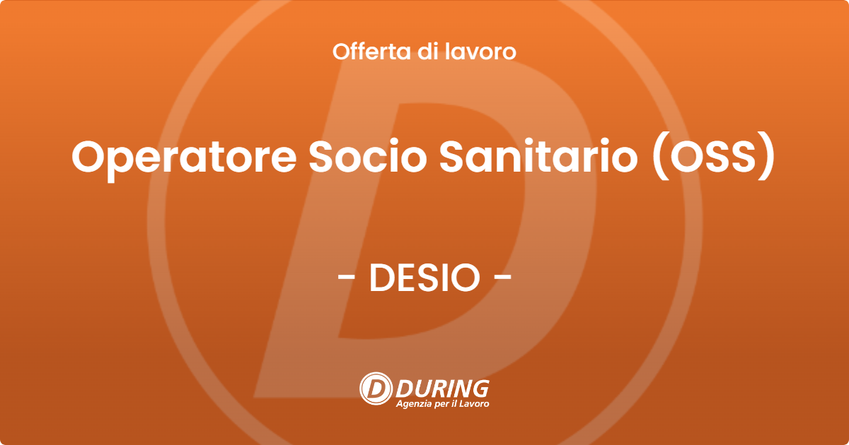 OFFERTA LAVORO - Operatore Socio Sanitario (OSS) - DESIO