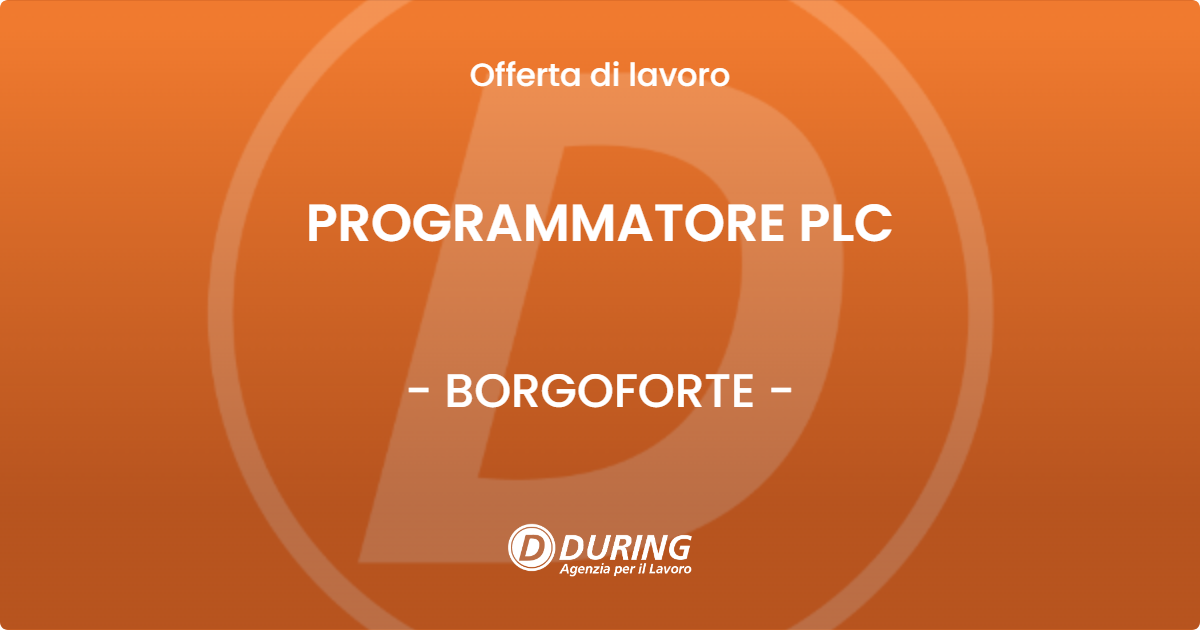 OFFERTA LAVORO - PROGRAMMATORE PLC - BORGOFORTE