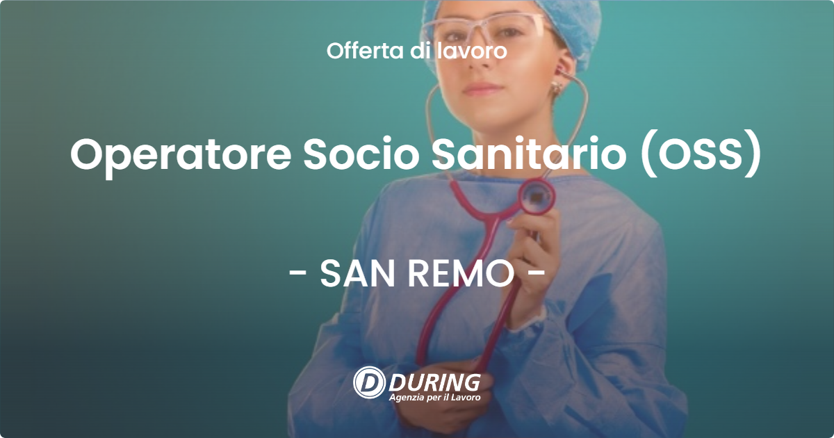 OFFERTA LAVORO - Operatore Socio Sanitario (OSS) - SAN REMO