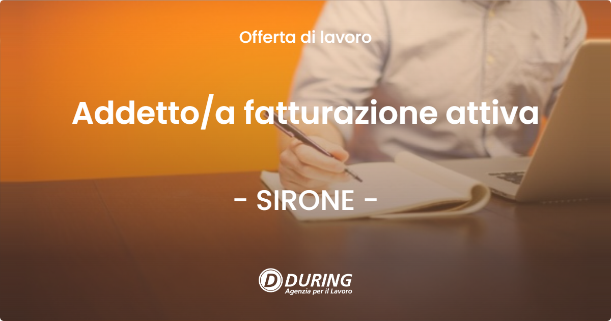 OFFERTA LAVORO - Addettoa fatturazione attiva - SIRONE