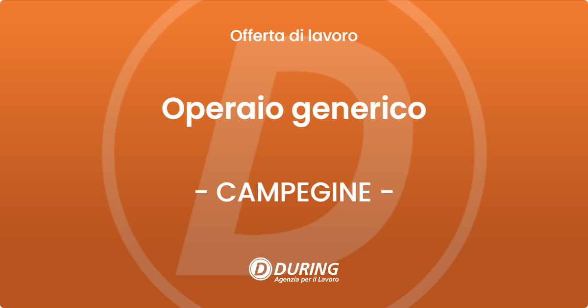 OFFERTA LAVORO - Operaio generico - CAMPEGINE (RE)