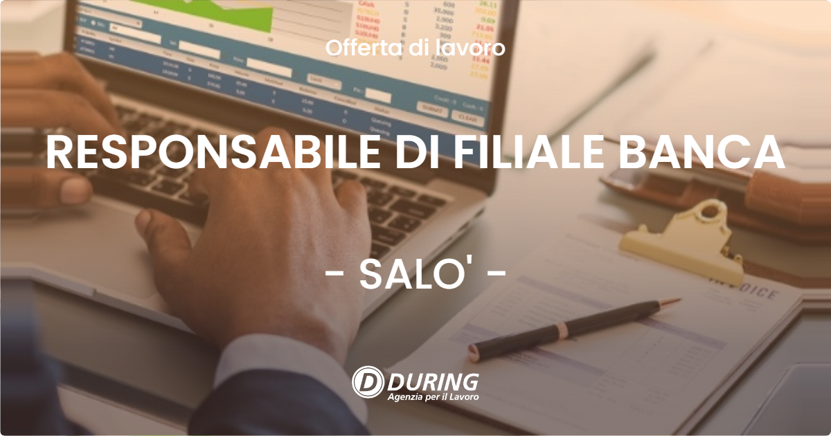 OFFERTA LAVORO - RESPONSABILE DI FILIALE BANCA - SALO'