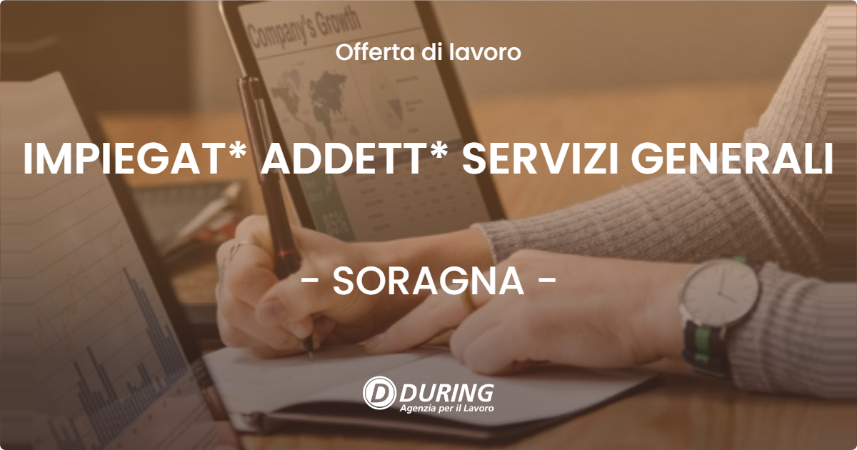 OFFERTA LAVORO - IMPIEGAT* ADDETT* SERVIZI GENERALI - SORAGNA