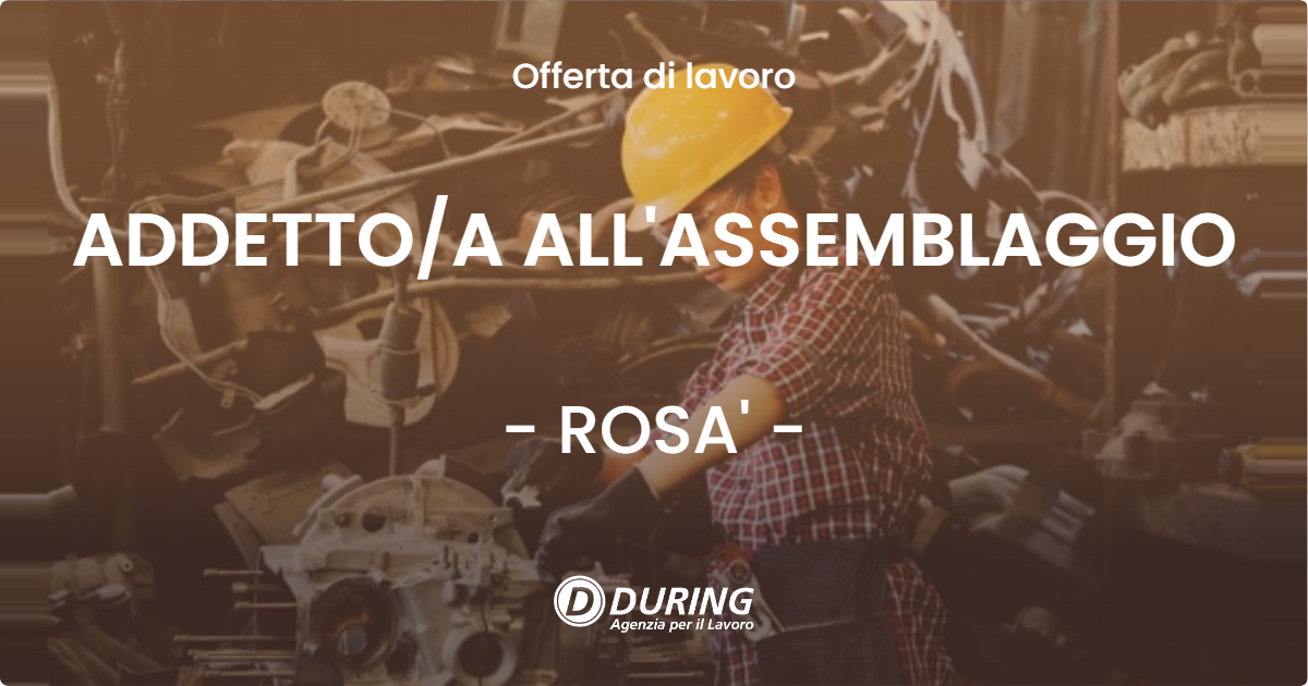 OFFERTA LAVORO - ADDETTO/A ALL'ASSEMBLAGGIO - ROSA' (VI)