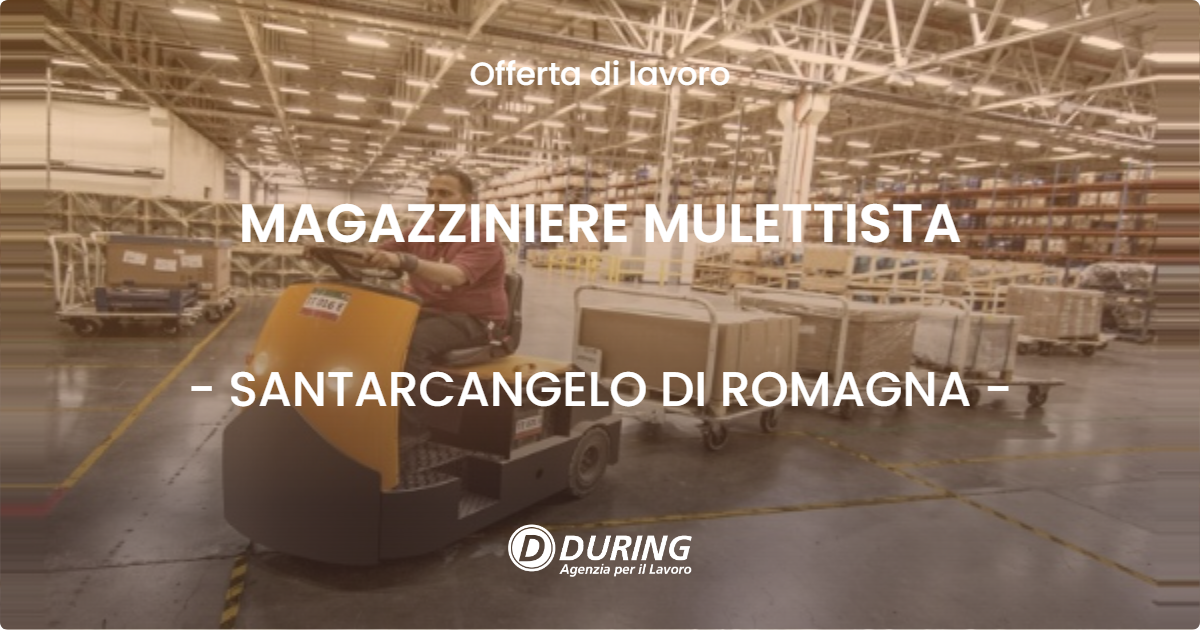 OFFERTA LAVORO - MAGAZZINIERE MULETTISTA - SANTARCANGELO DI ROMAGNA (RN)