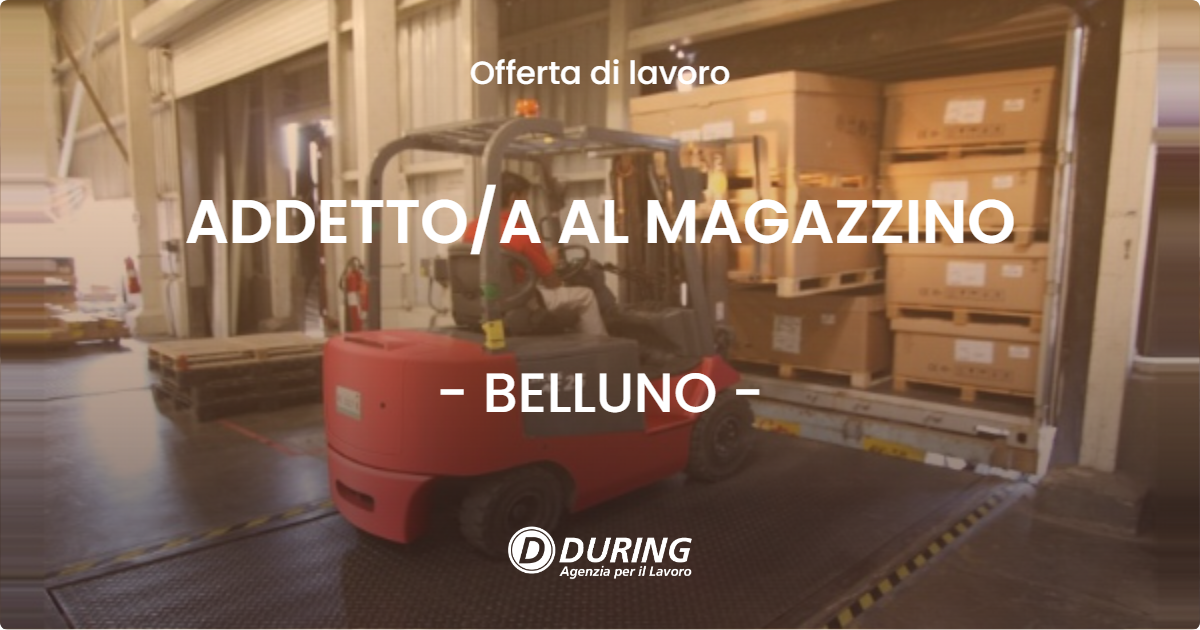 OFFERTA LAVORO - ADDETTO/A AL MAGAZZINO - BELLUNO (BL)