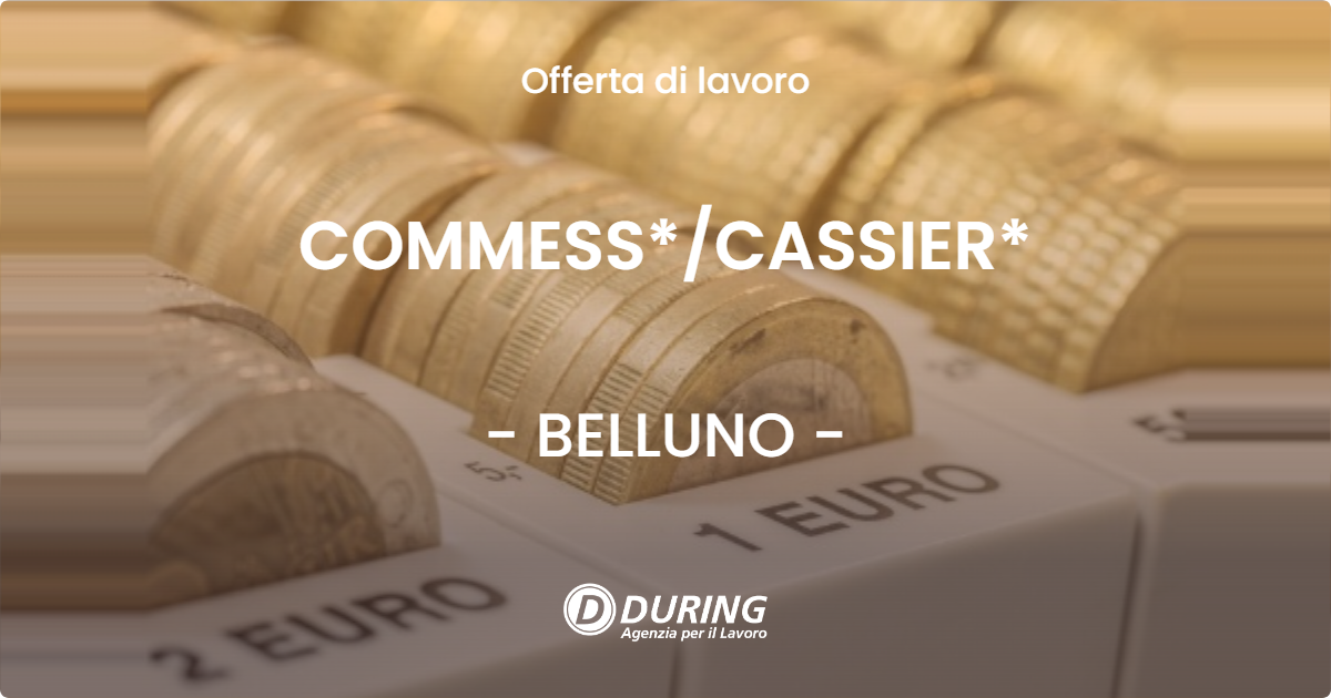 OFFERTA LAVORO - COMMESS*/CASSIER* - BELLUNO (BL)