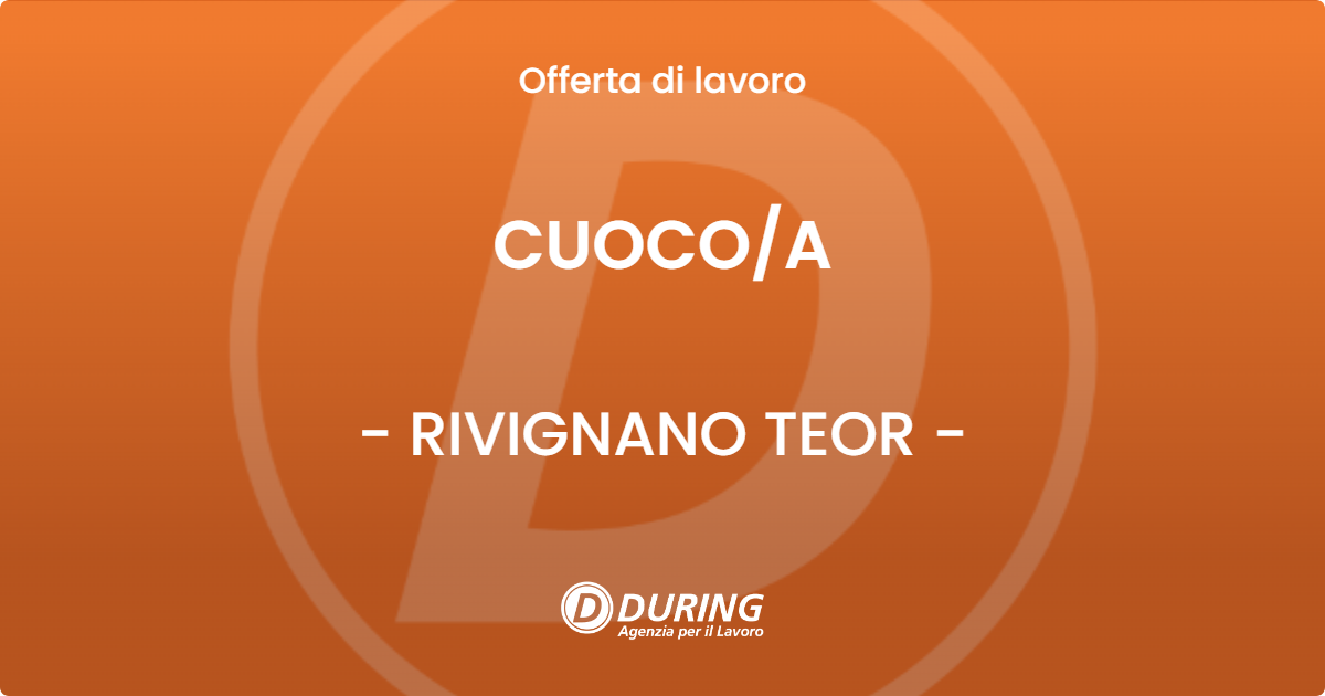 OFFERTA LAVORO - CUOCOA - RIVIGNANO TEOR