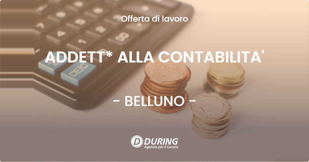 OFFERTA LAVORO - ADDETT* ALLA CONTABILITA' - BELLUNO (BL)