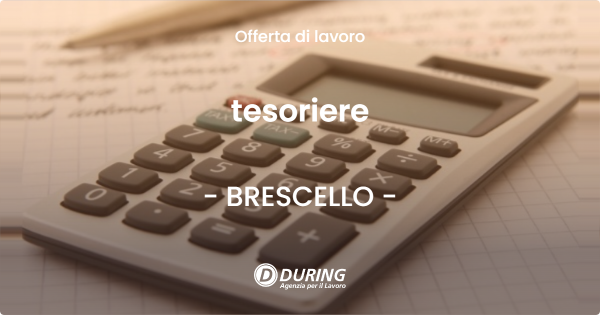 OFFERTA LAVORO - tesoriere - BRESCELLO (RE)