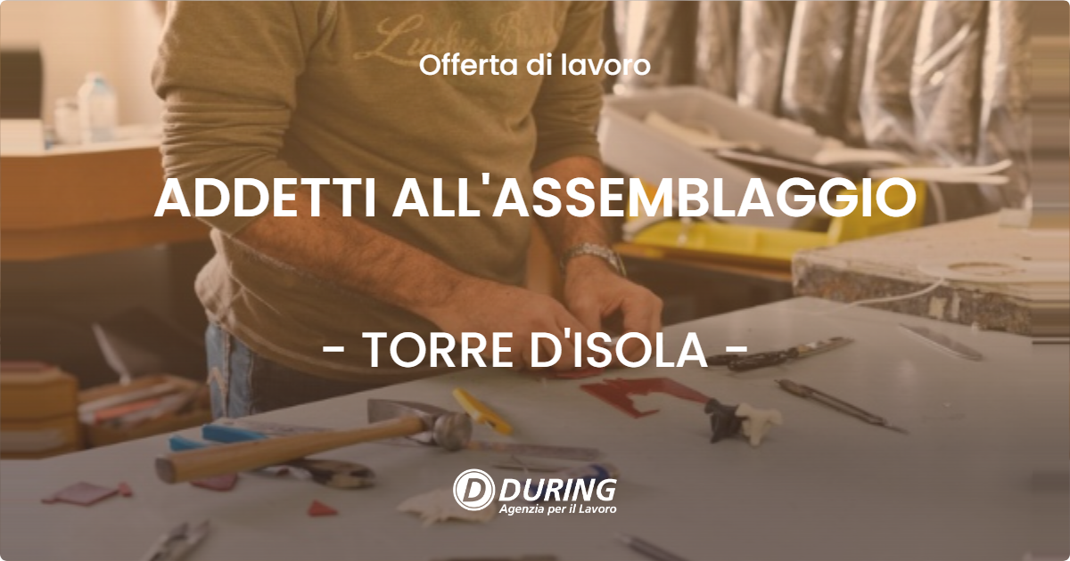 OFFERTA LAVORO - ADDETTI ALL'ASSEMBLAGGIO - TORRE D'ISOLA (PV)