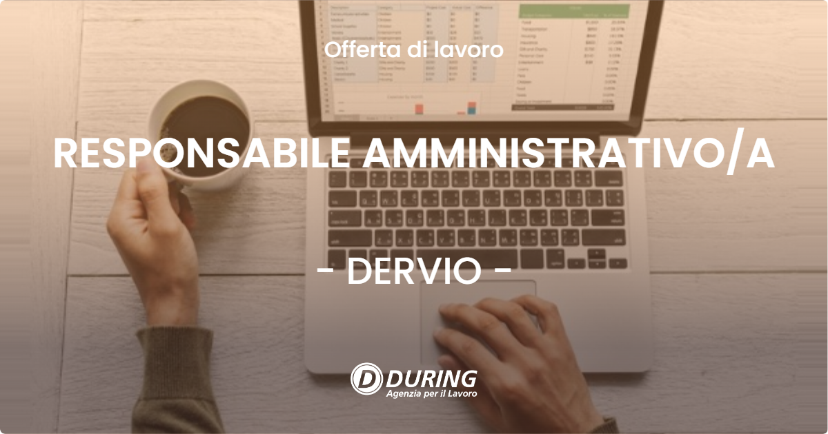 OFFERTA LAVORO - RESPONSABILE AMMINISTRATIVOA - DERVIO