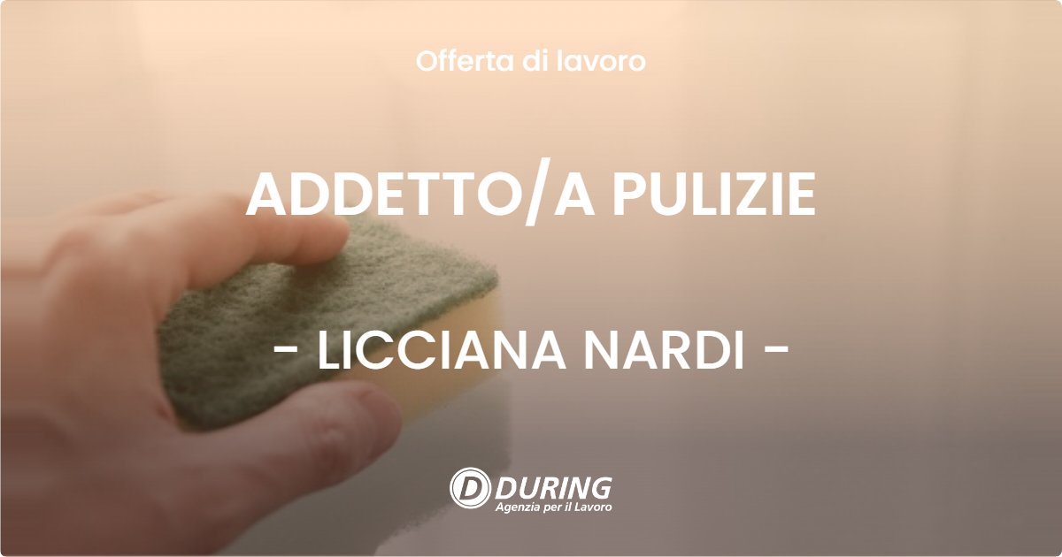 OFFERTA LAVORO - ADDETTOA PULIZIE - LICCIANA NARDI