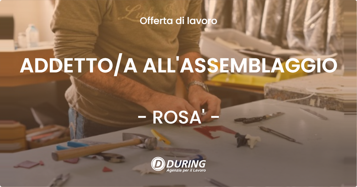 OFFERTA LAVORO - ADDETTOA ALL'ASSEMBLAGGIO - ROSA'