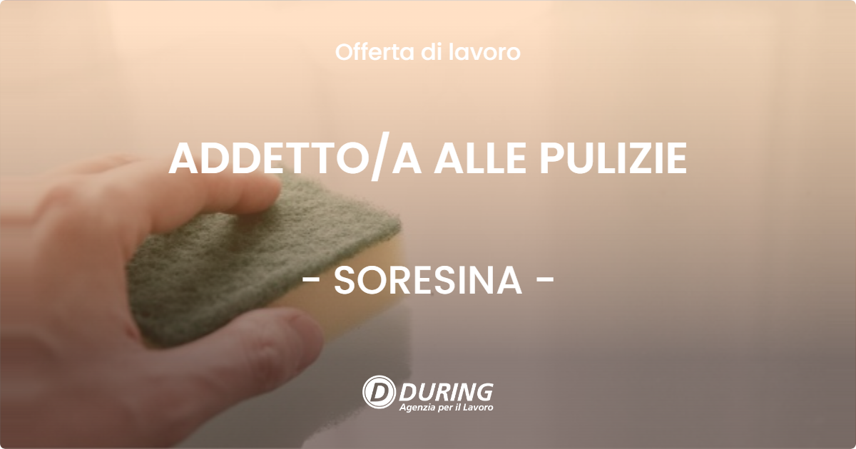 OFFERTA LAVORO - ADDETTOA ALLE PULIZIE - SORESINA