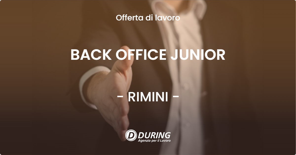 OFFERTA LAVORO - BACK OFFICE JUNIOR - RIMINI