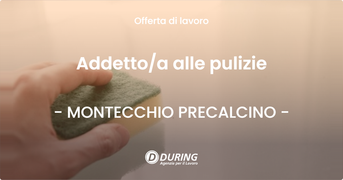 OFFERTA LAVORO - Addettoa alle pulizie - MONTECCHIO PRECALCINO