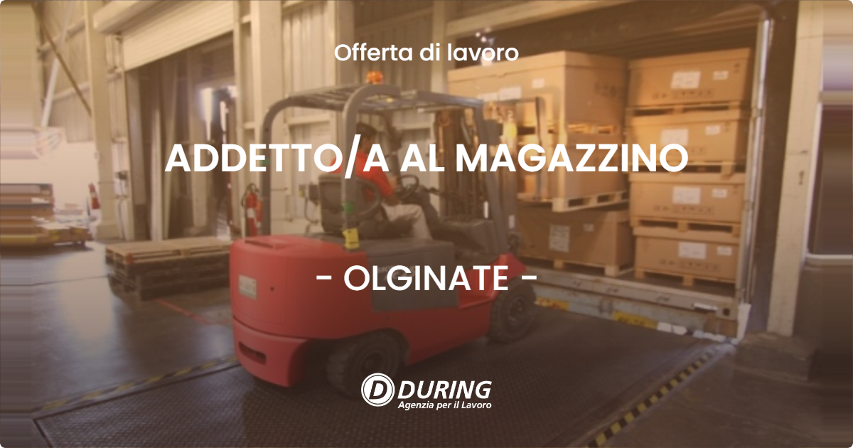 OFFERTA LAVORO - ADDETTOA AL MAGAZZINO - OLGINATE