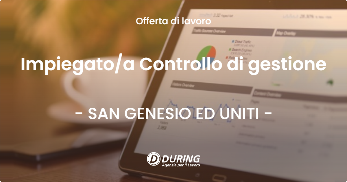 OFFERTA LAVORO - Impiegatoa Controllo di gestione - SAN GENESIO ED UNITI