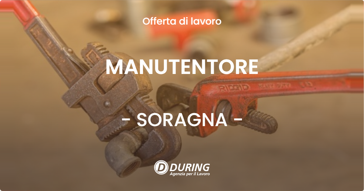 OFFERTA LAVORO - MANUTENTORE - SORAGNA