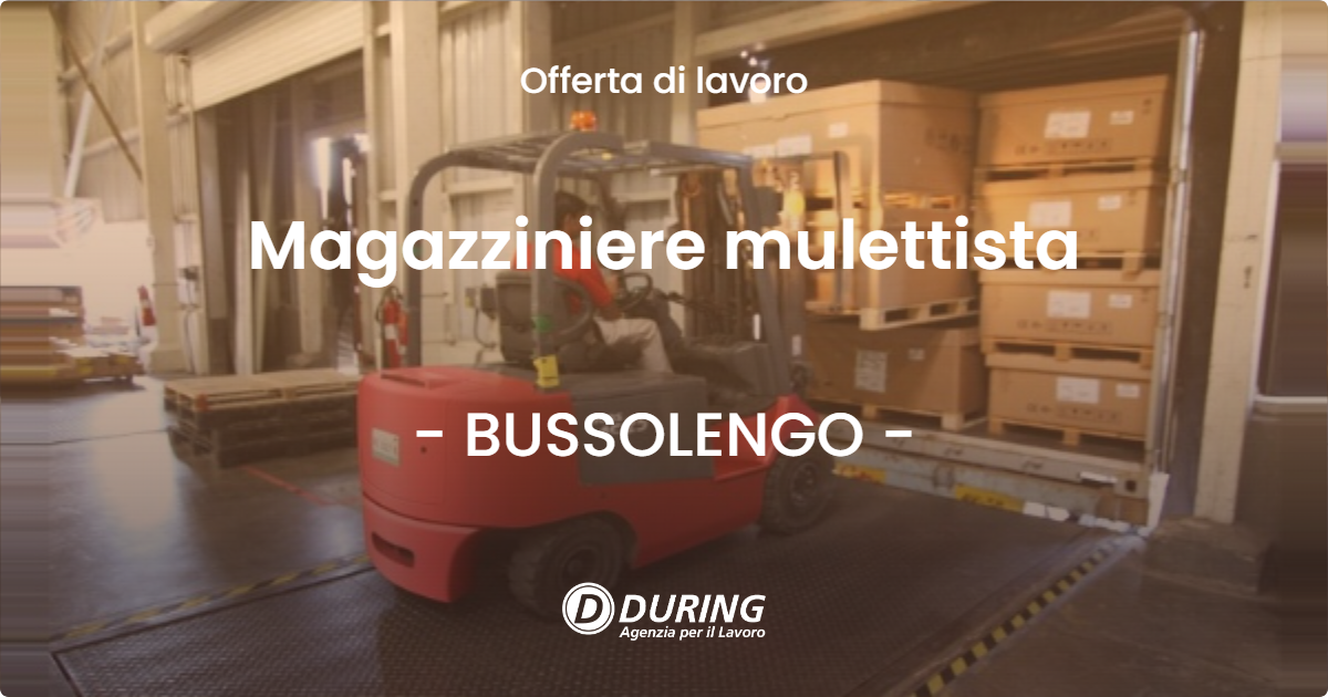 OFFERTA LAVORO - Magazziniere mulettista - BUSSOLENGO