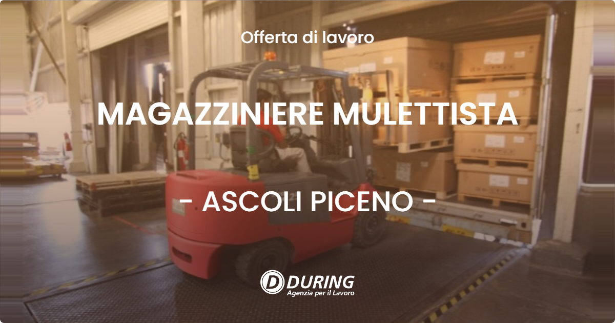 OFFERTA LAVORO - MAGAZZINIERE MULETTISTA - ASCOLI PICENO