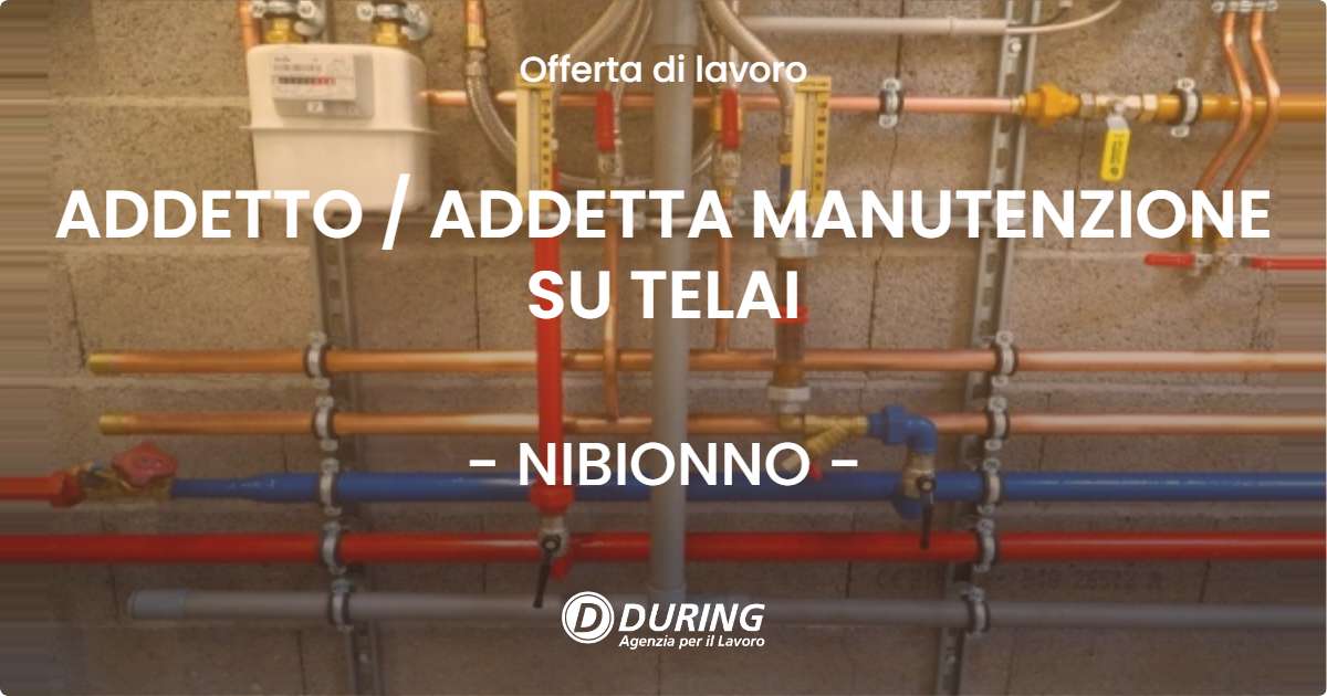 OFFERTA LAVORO - ADDETTO  ADDETTA MANUTENZIONE SU TELAI - NIBIONNO