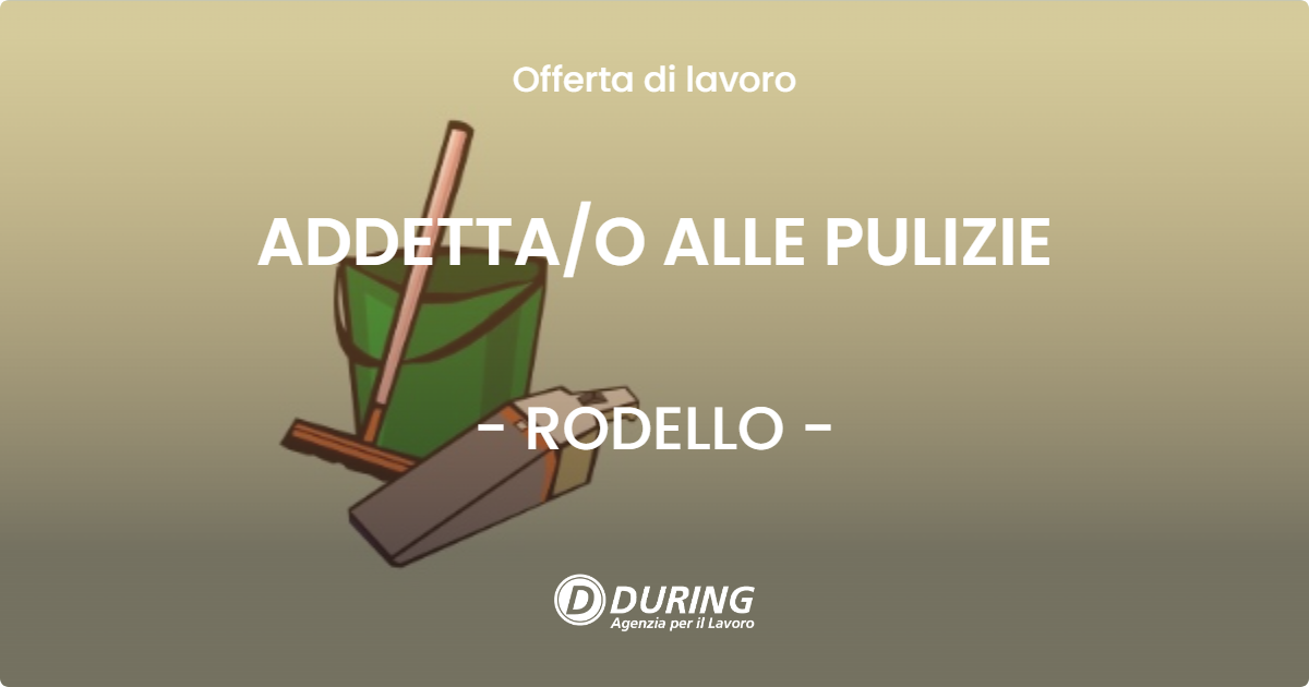 OFFERTA LAVORO - ADDETTA/O ALLE PULIZIE - RODELLO (CN)