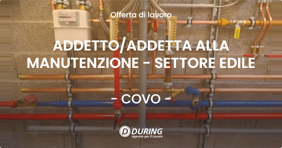 OFFERTA LAVORO - ADDETTO/ADDETTA ALLA MANUTENZIONE -  SETTORE EDILE - COVO (BG)