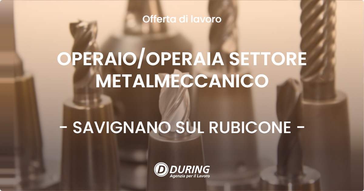 OFFERTA LAVORO - OPERAIOOPERAIA SETTORE METALMECCANICO - SAVIGNANO SUL RUBICONE