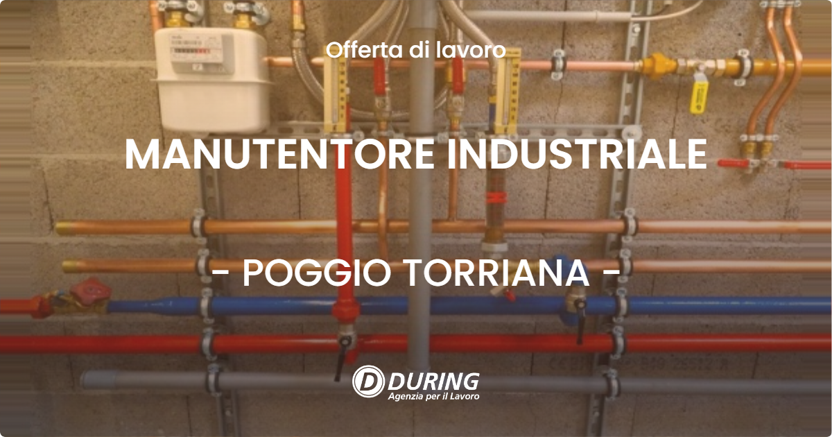 OFFERTA LAVORO - MANUTENTORE INDUSTRIALE - POGGIO TORRIANA