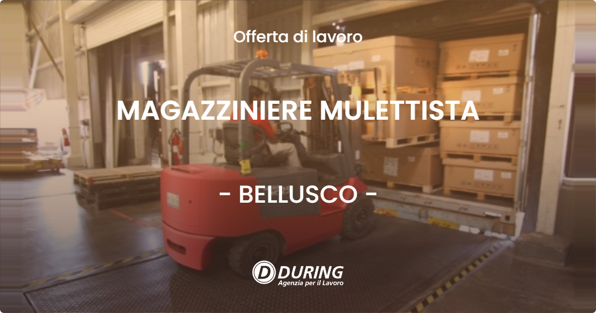 OFFERTA LAVORO - MAGAZZINIERE MULETTISTA - BELLUSCO (MB)