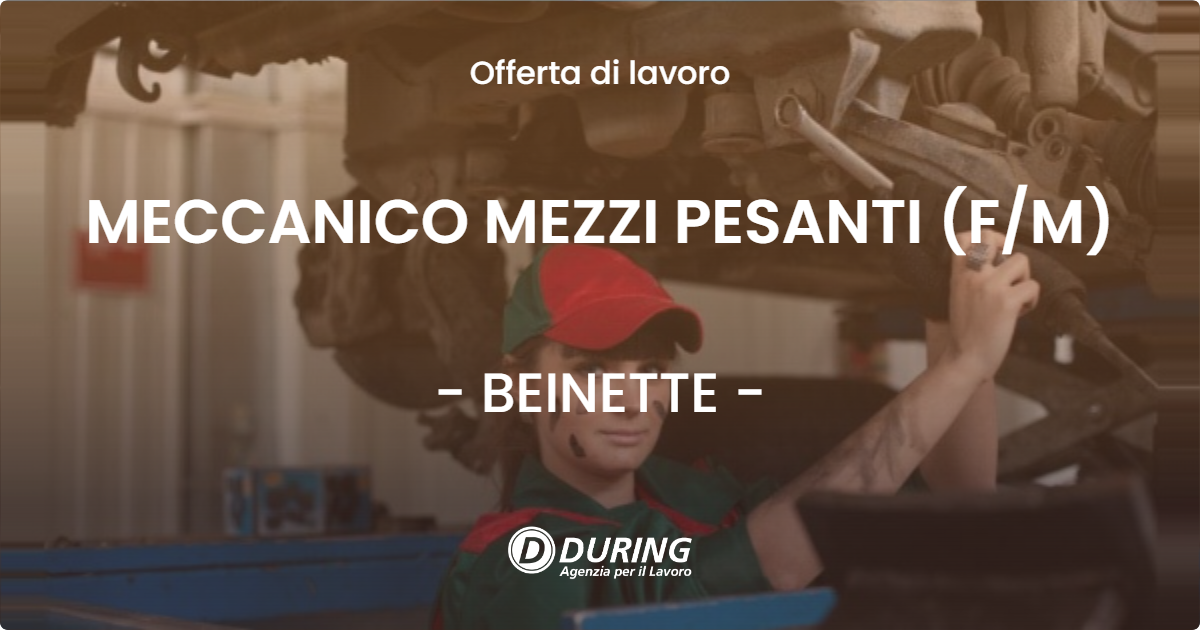 OFFERTA LAVORO - MECCANICO MEZZI PESANTI (FM) - BEINETTE