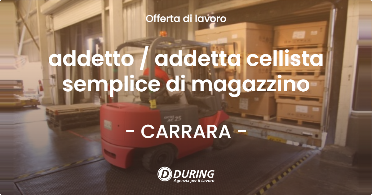 OFFERTA LAVORO - addetto  addetta cellista semplice di magazzino - CARRARA