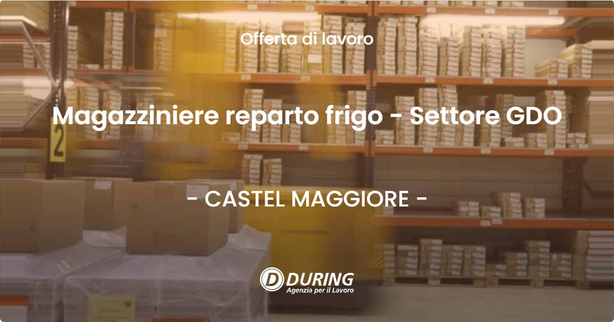 OFFERTA LAVORO - Magazziniere reparto frigo - Settore GDO - CASTEL MAGGIORE