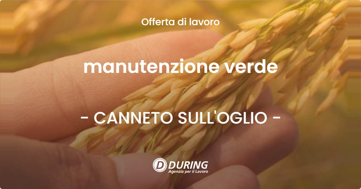 OFFERTA LAVORO - manutenzione verde - CANNETO SULL'OGLIO
