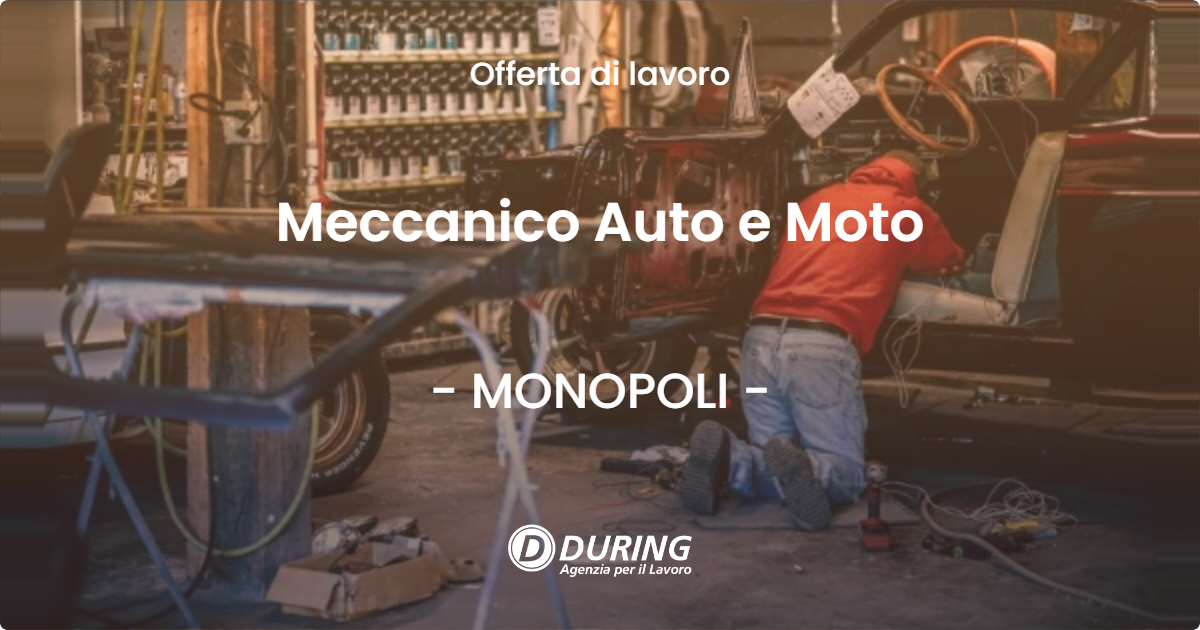 OFFERTA LAVORO - Meccanico Auto e Moto - MONOPOLI (BA)