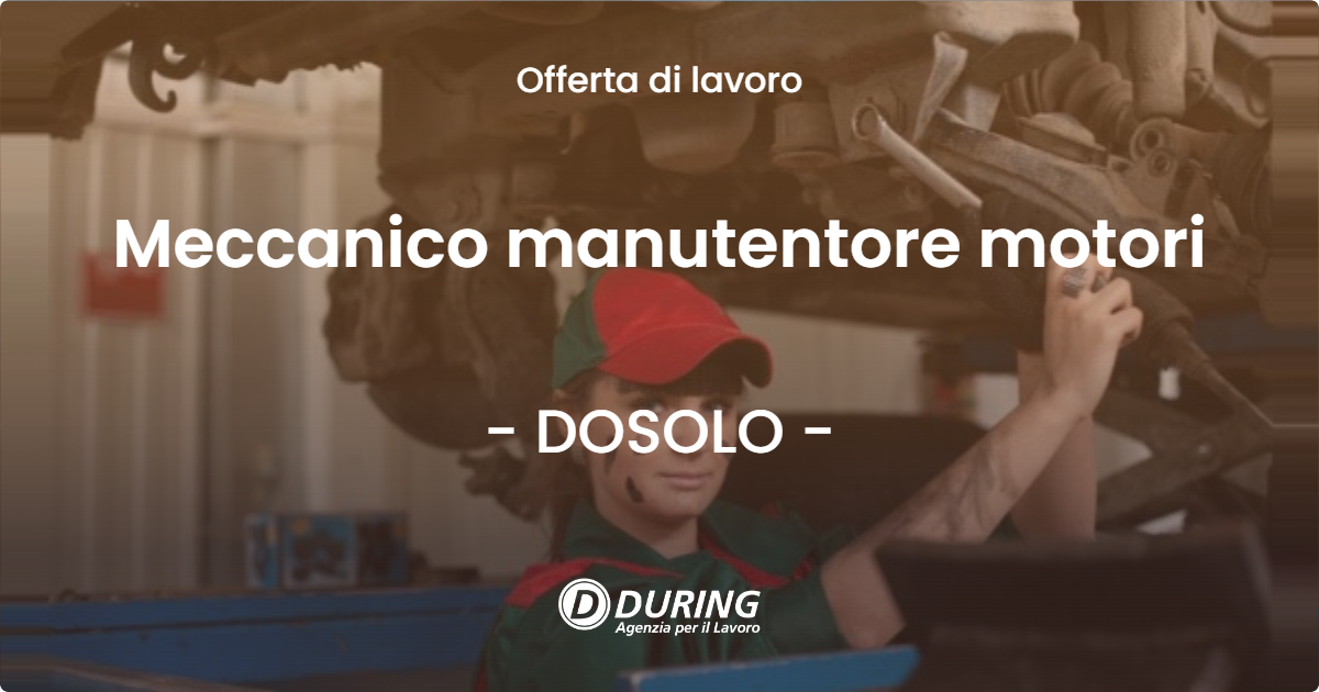 OFFERTA LAVORO - Meccanico manutentore motori - DOSOLO
