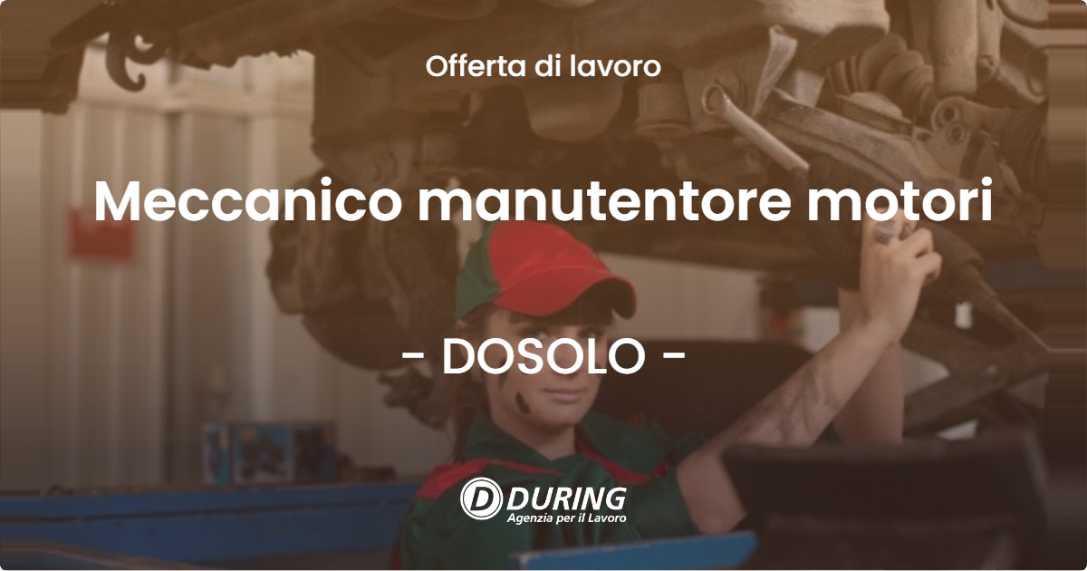 OFFERTA LAVORO - Meccanico manutentore motori - DOSOLO